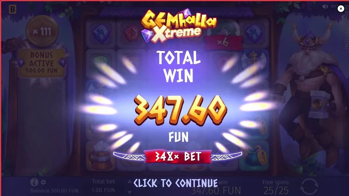 Gemhalla Xtreme slot machine theme with Thor and Norse mythology elements