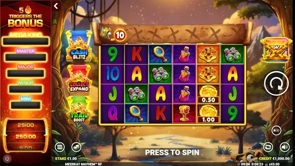 Meerkat Mayhem slot mobile gameplay interface